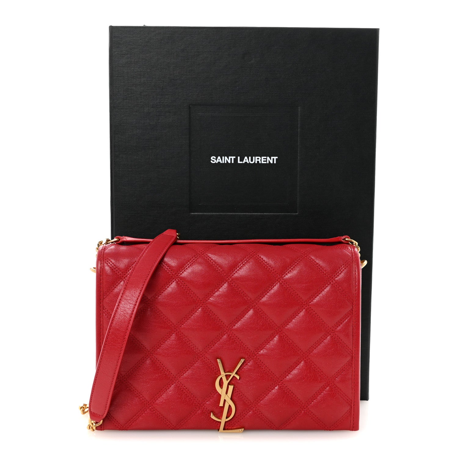 Saint Laurent Lambskin Quilted Mini Becky Chain Bag Rouge Eros 10 of 10
