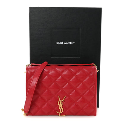 Saint Laurent Lambskin Quilted Mini Becky Chain Bag Rouge Eros 10 of 10