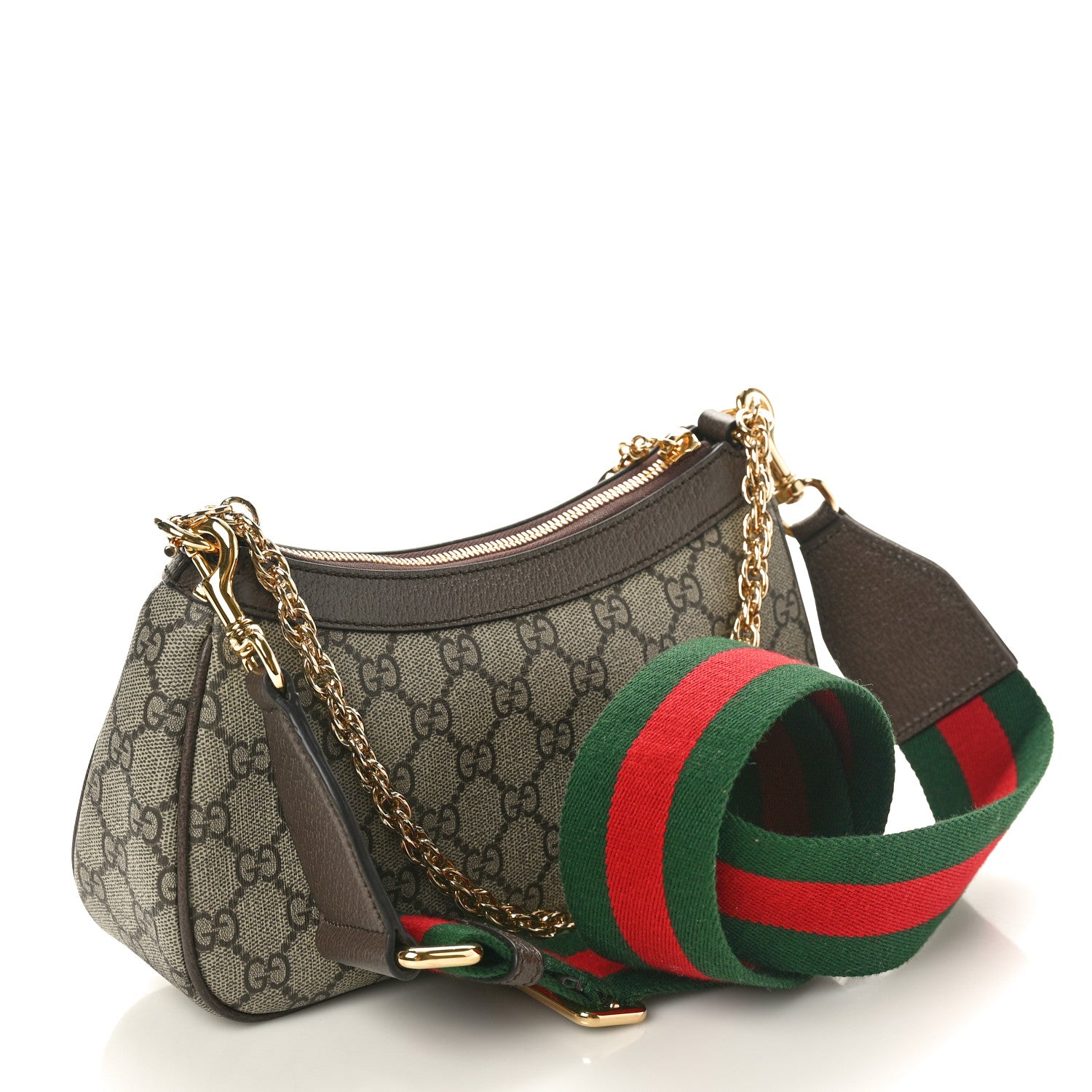 Gucci GG Supreme Monogram Textured Dollar Calfskin Web Small Ophidia GG Handbag Beige Ebony New Acero 2 of 10