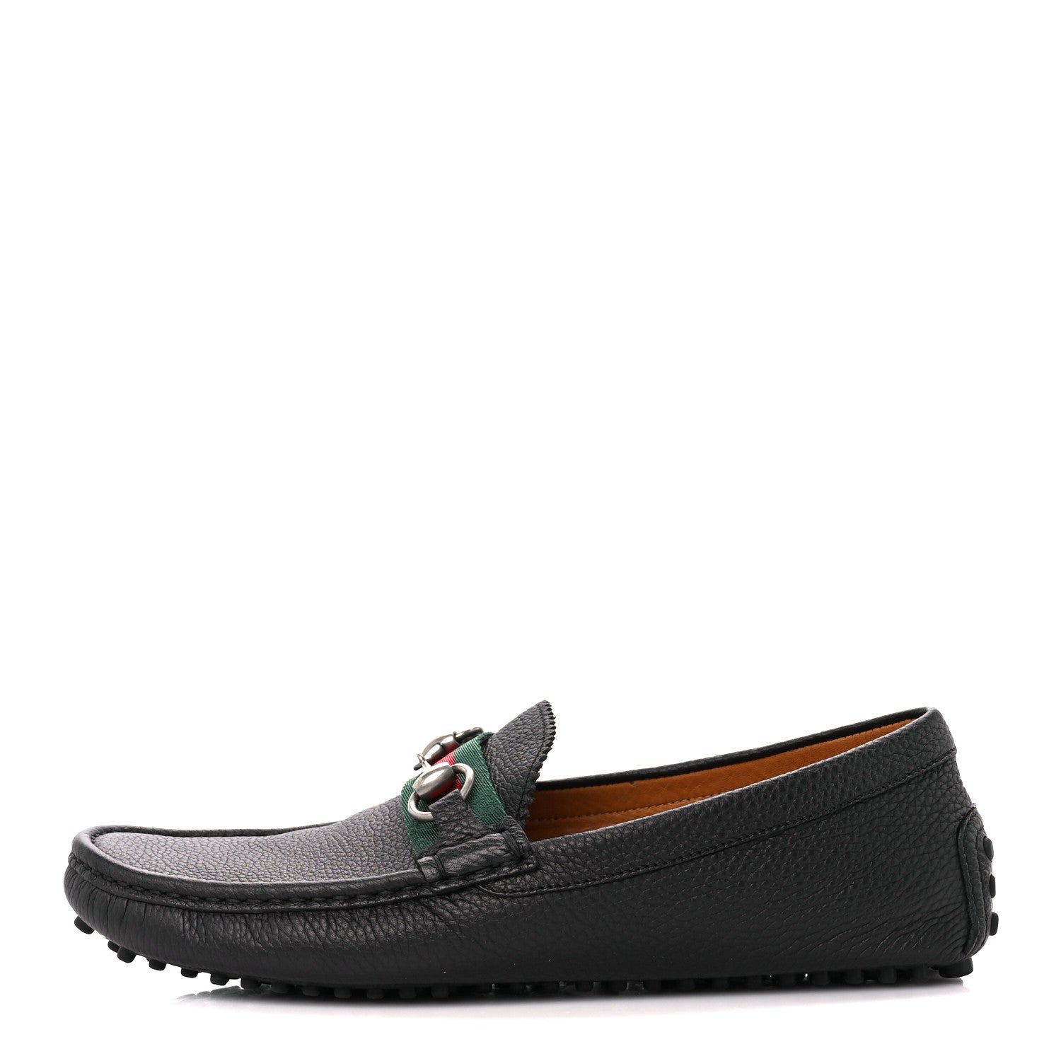 Gucci Calfskin Web Mens Horsebit Driver Loafers 8 Black 1 of 9