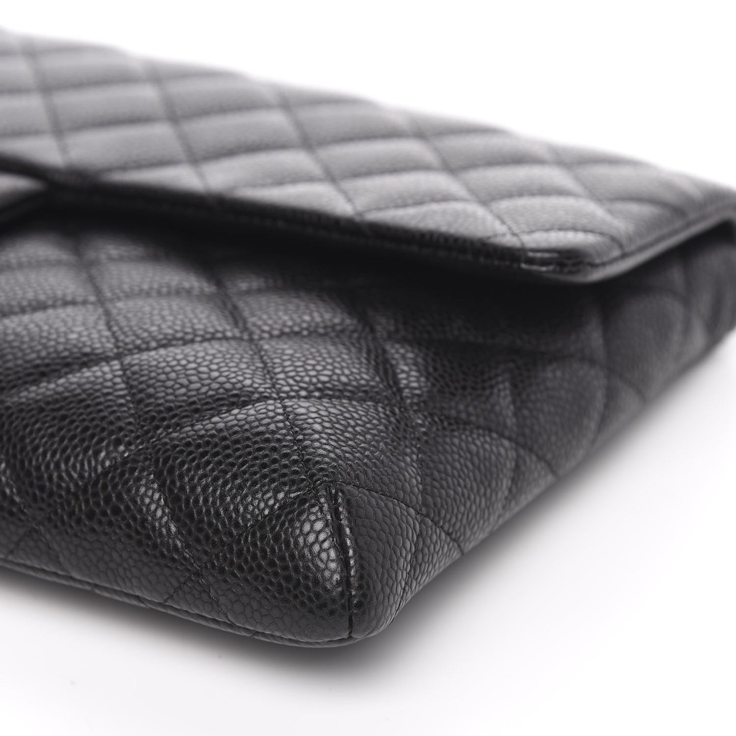 Caviar Quilted Flap Clutch Black