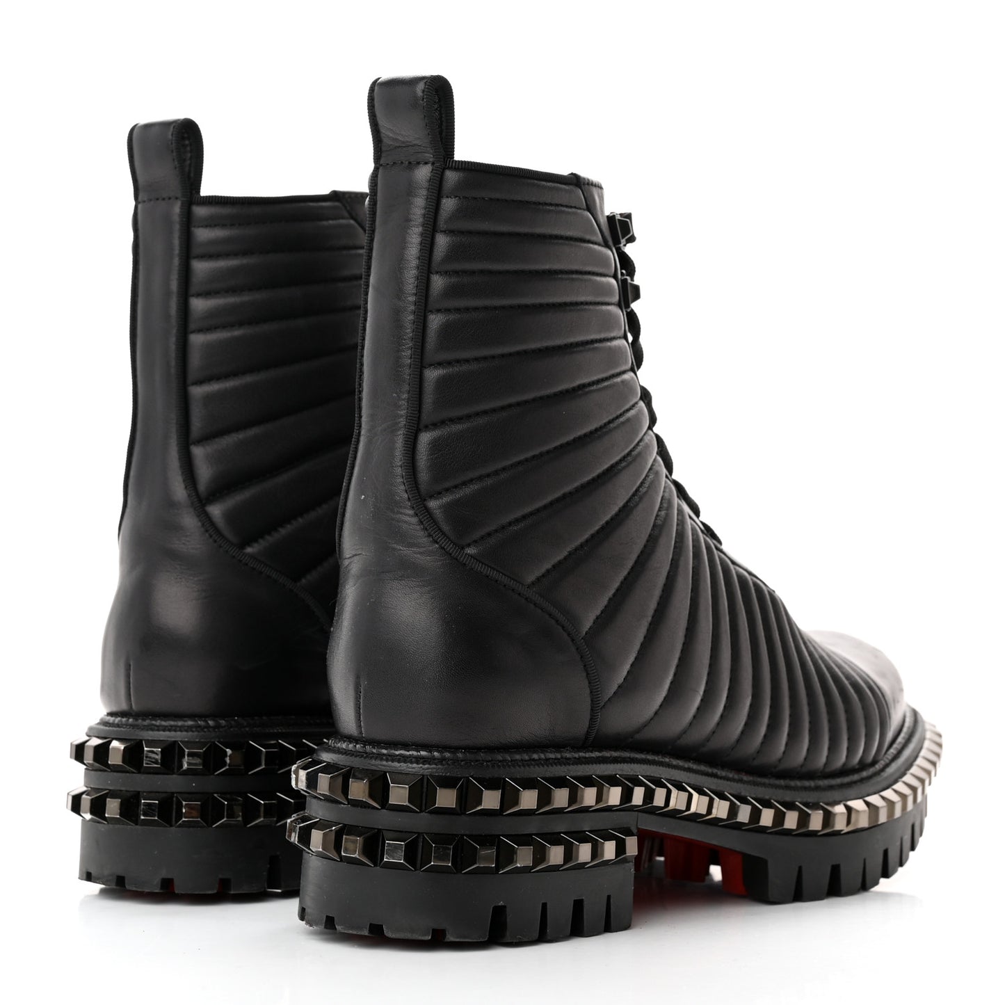 Calfskin Quilted Yetota Combat Boots 40 Black