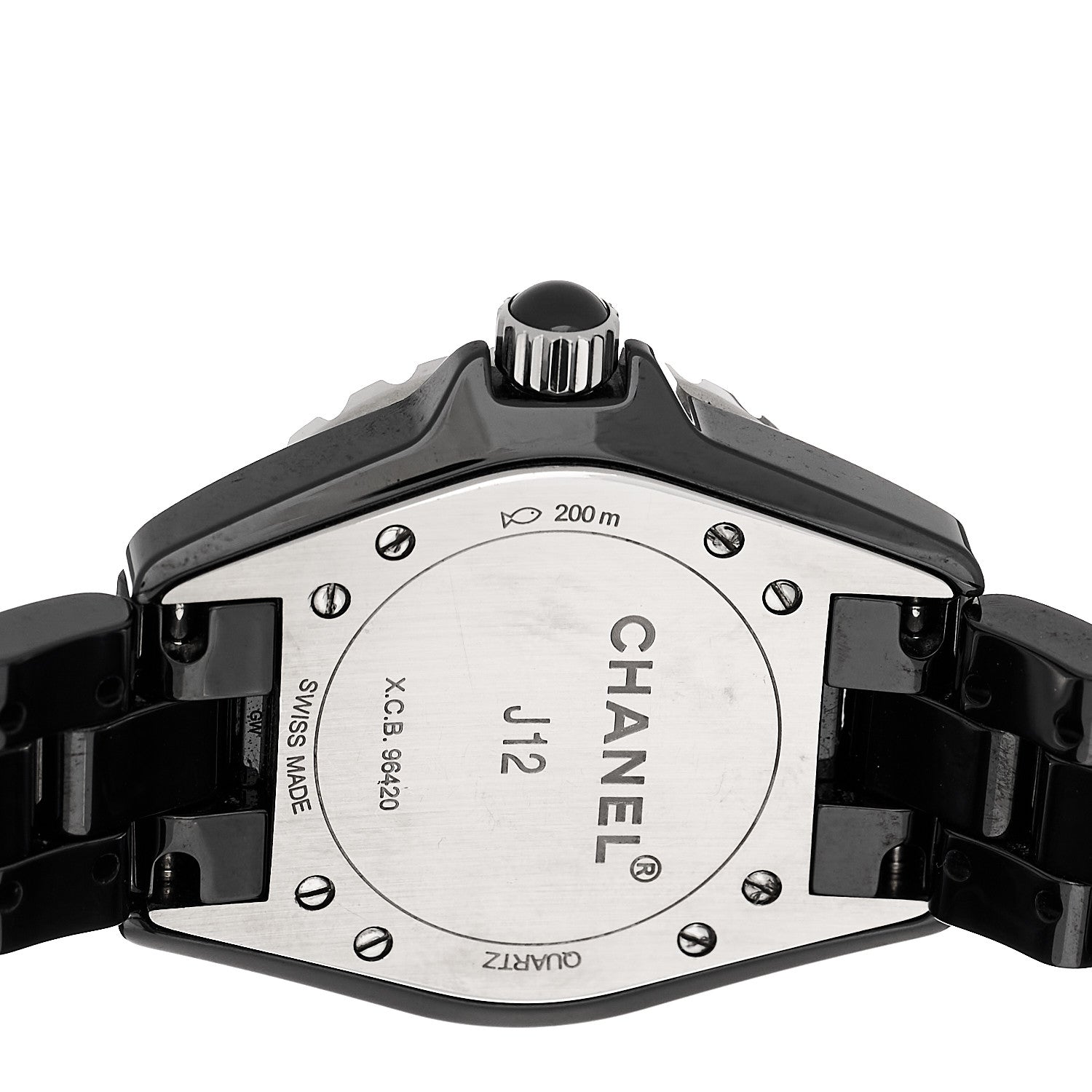 Chanel Stainless Steel Ceramic Diamond 33mm J12 Quartz Watch Black 4 of 4