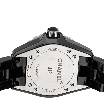 Chanel Stainless Steel Ceramic Diamond 33mm J12 Quartz Watch Black 4 of 4