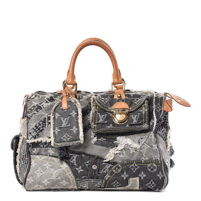 Louis Vuitton Denim Patchwork Speedy 30 Grey 1 of 11