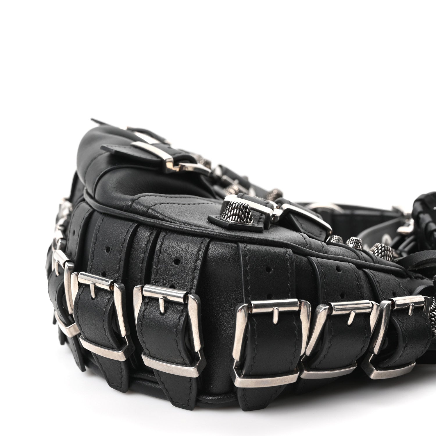 Balenciaga Smooth Calfskin Buckles Le Cagole Shoulder Bag XS Black 11 of 11