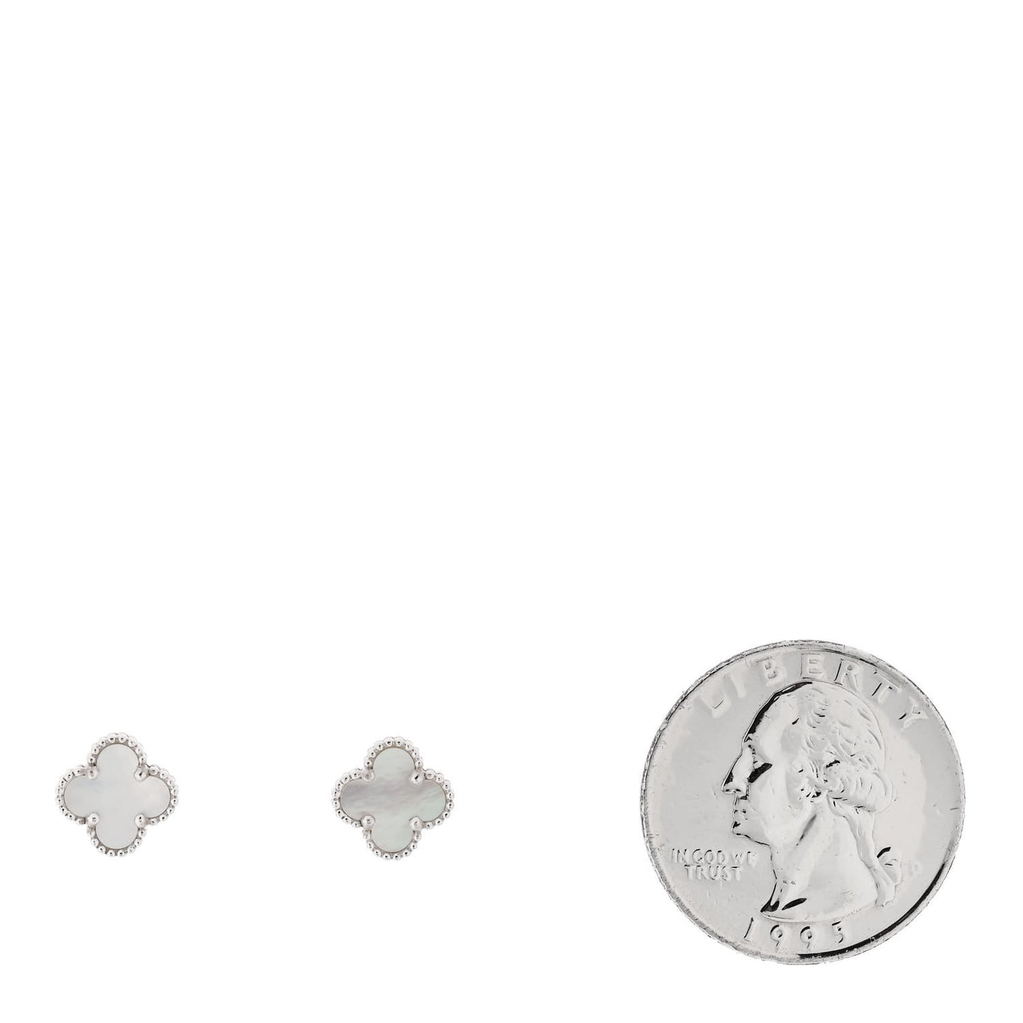 18K White Gold Mother of Pearl Sweet Alhambra Earrings