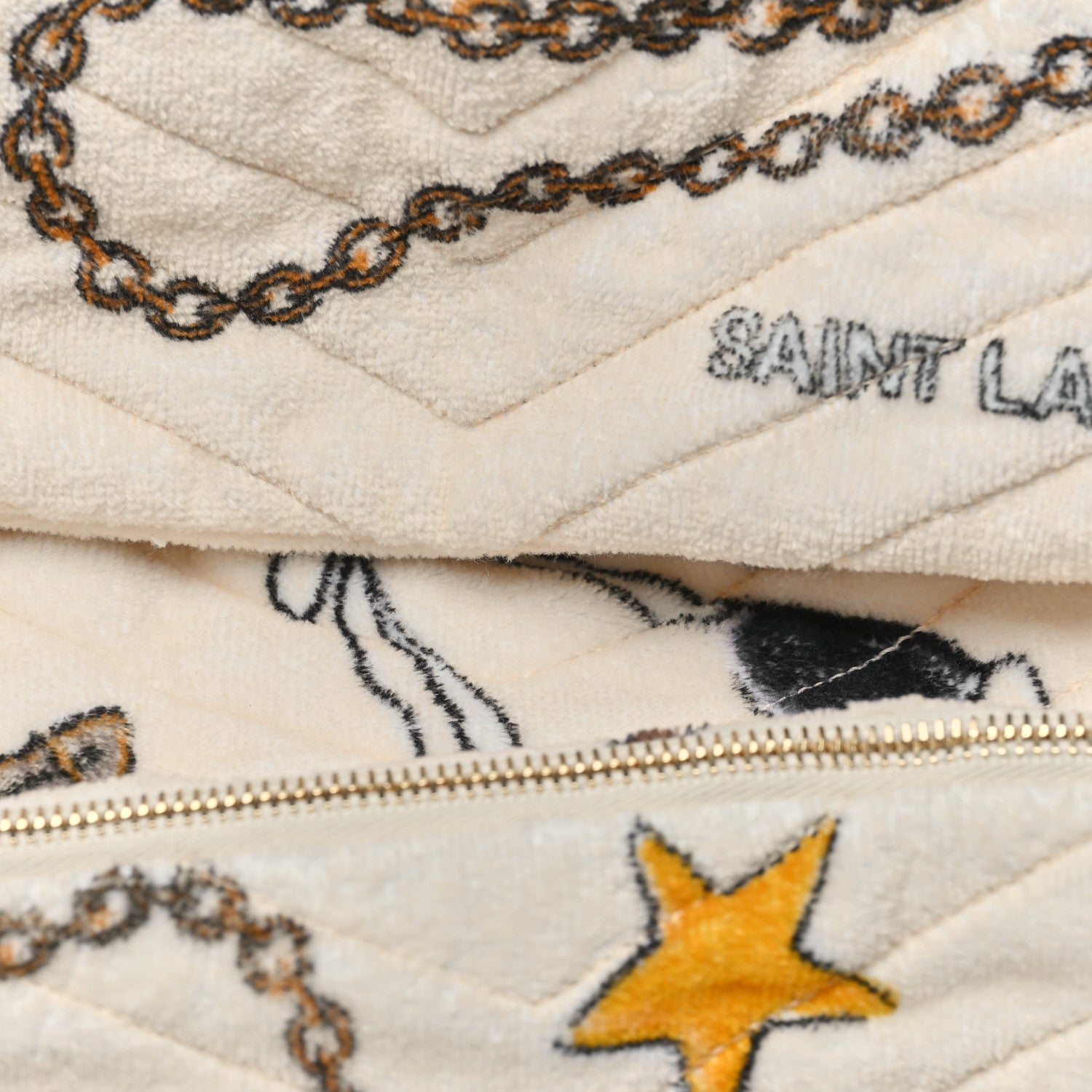 Saint Laurent Terrycloth Summer Print Matelasse Backpack Poudre White Multicolor 8 of 10