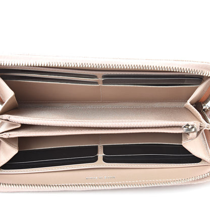 Chanel Metallic Caviar Chevron Quilted Large Gusset Zip Around Wallet Light Gold 5 of 10