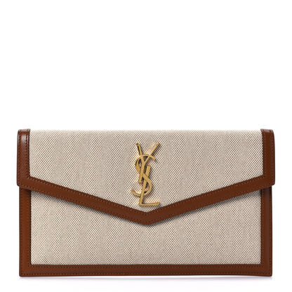 Saint Laurent Canvas Uptown Pouch Natural Beige Brick 1 of 7