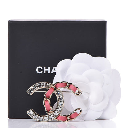 Chanel Lambskin Baguette Crystal CC Chain Brooch Pink Gold 5 of 5