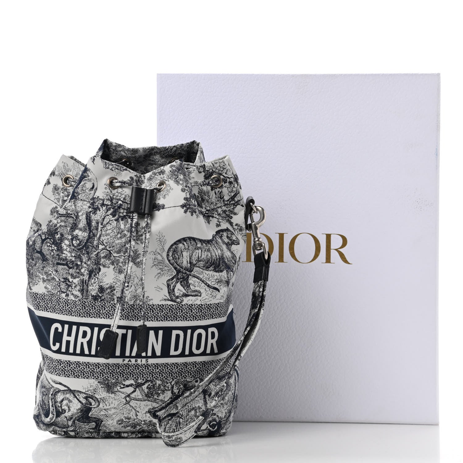 Christian Dior Technical Fabric Embroidered Toile De Jouy Sauvage DiorTravel Pouch Blue 11 of 11