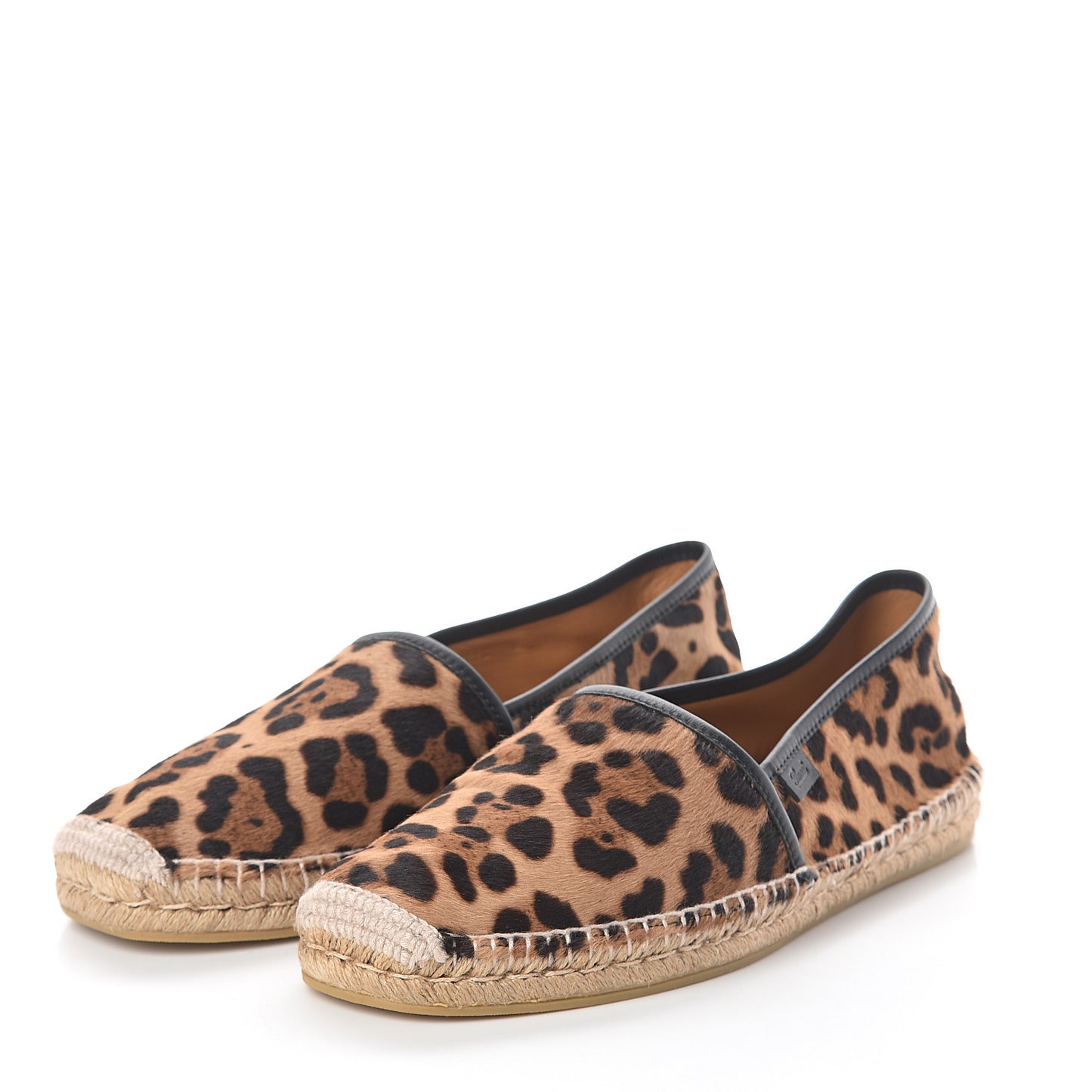Calf Hair Leopard Print Espadrilles 8 Gold Black
