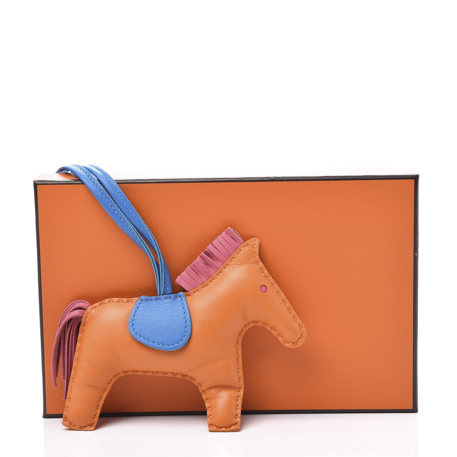 Hermes Milo Lambskin Grigri Rodeo Horse Bag Charm MM Orange Bleu Zanzibar Rose Azalee 3 of 5