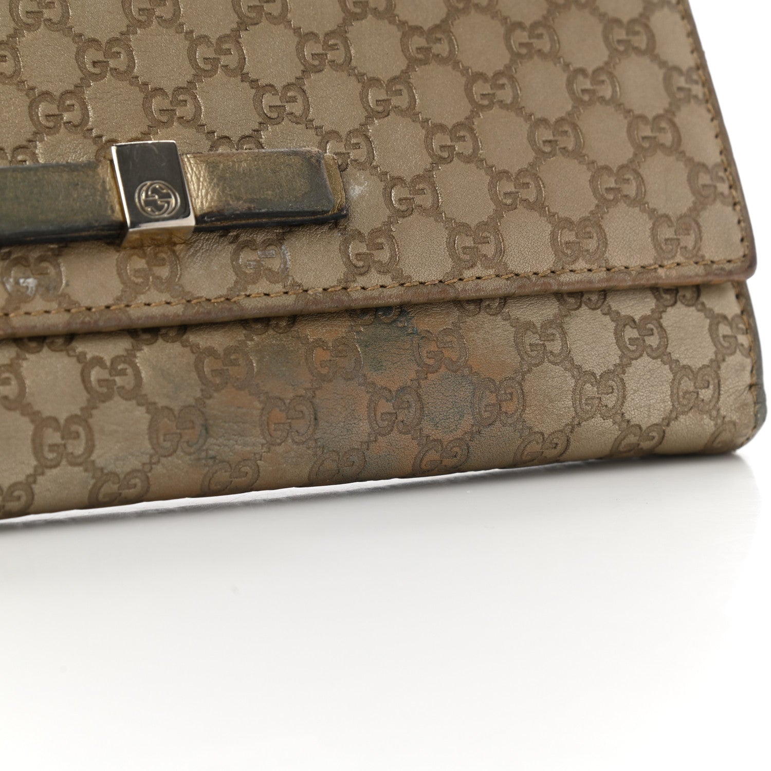 Gucci Metallic Microguccissima Bow Continental Wallet Golden Beige 12 of 14