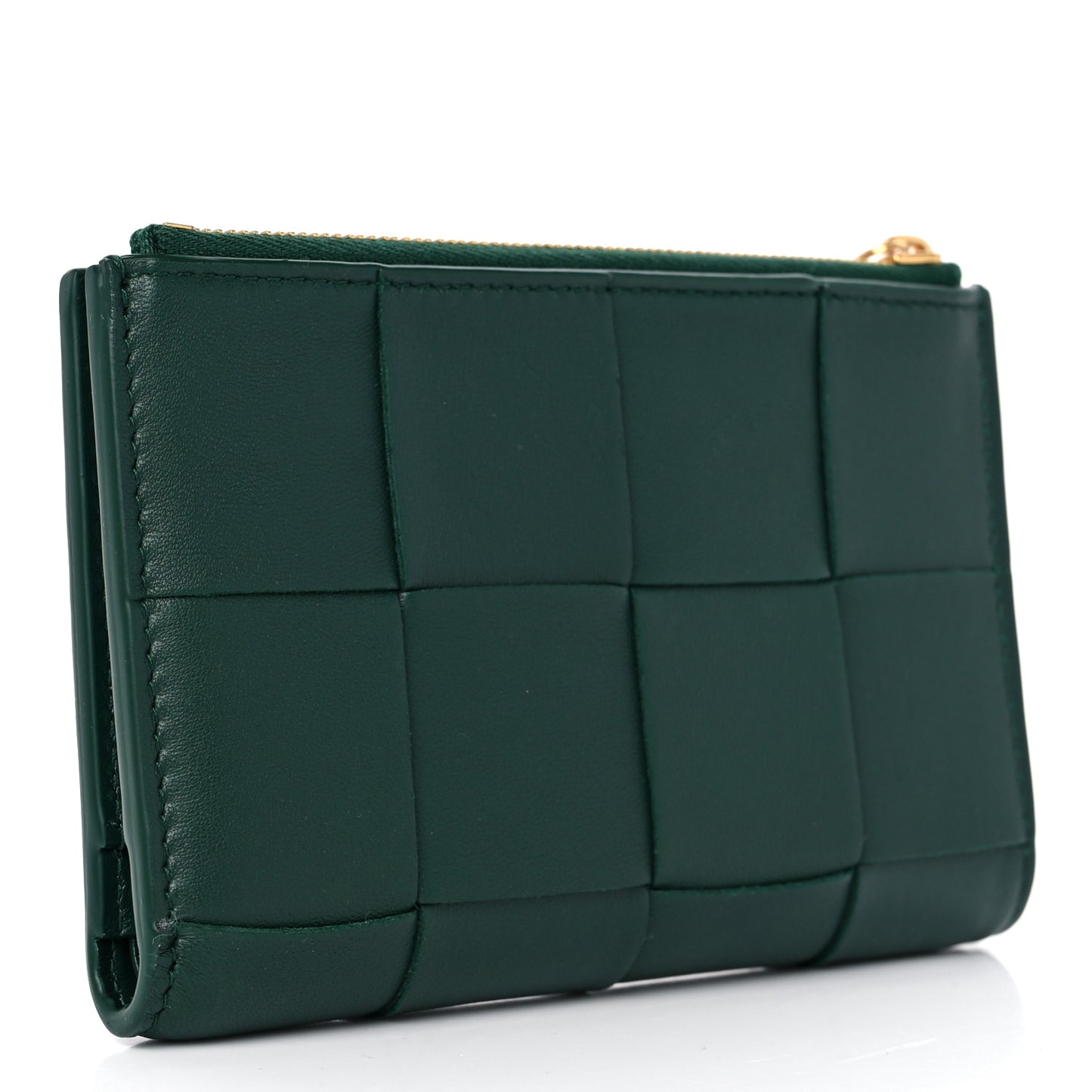 Nappa Maxi Intrecciato Bifold Zip Wallet Raintree