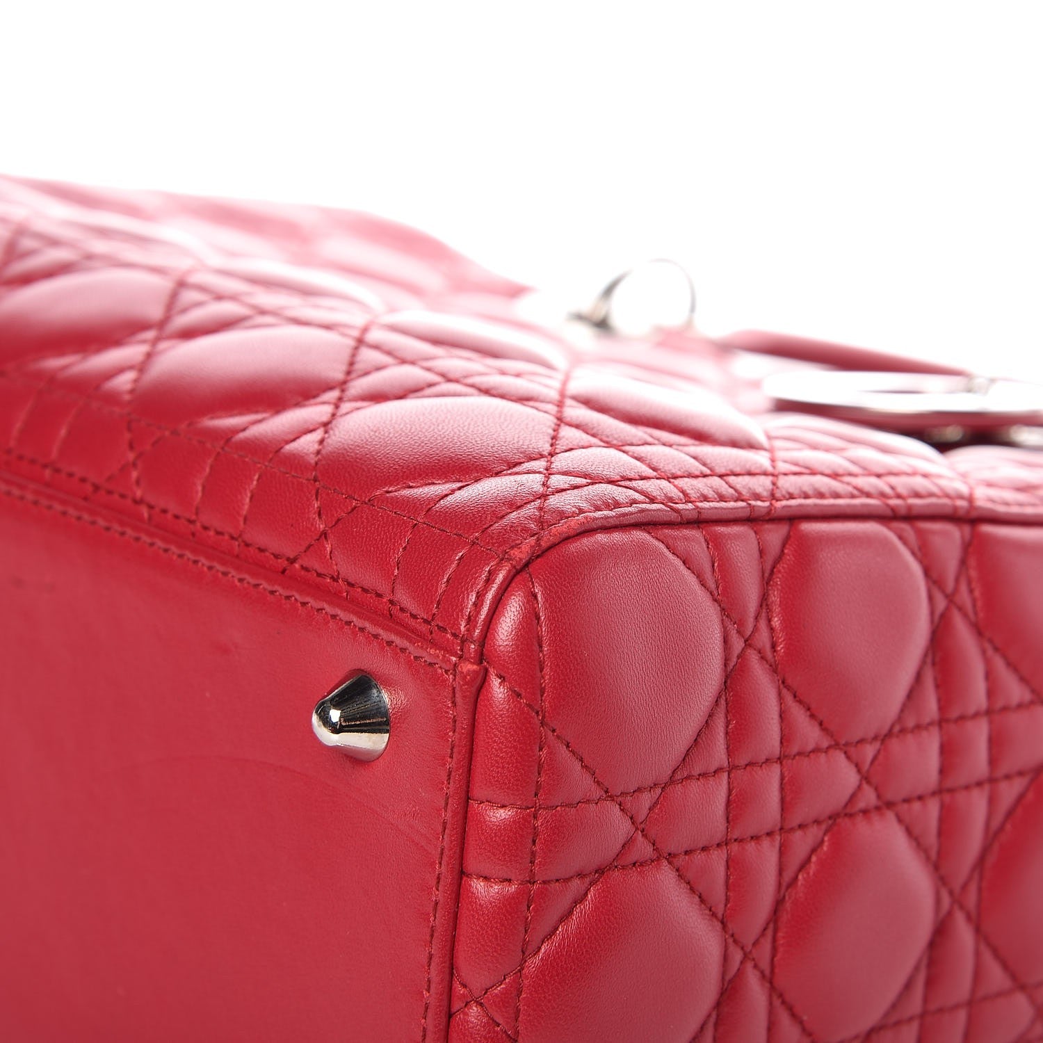 Christian Dior Lambskin Cannage Large Lady Dior Red 11 of 13