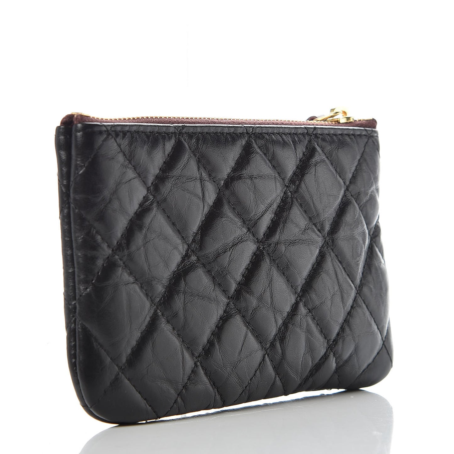 Aged Calfskin Quilted Small Reissue Cosmetic Case Black