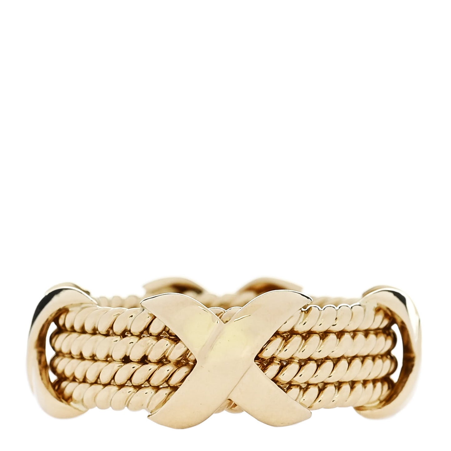 18K Yellow Gold Schlumberger Rope Four Row X Ring 54 6.75