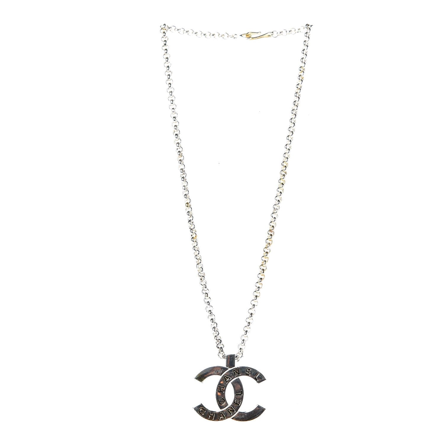 Chanel Large CC Necklace Silver 3 of 5
