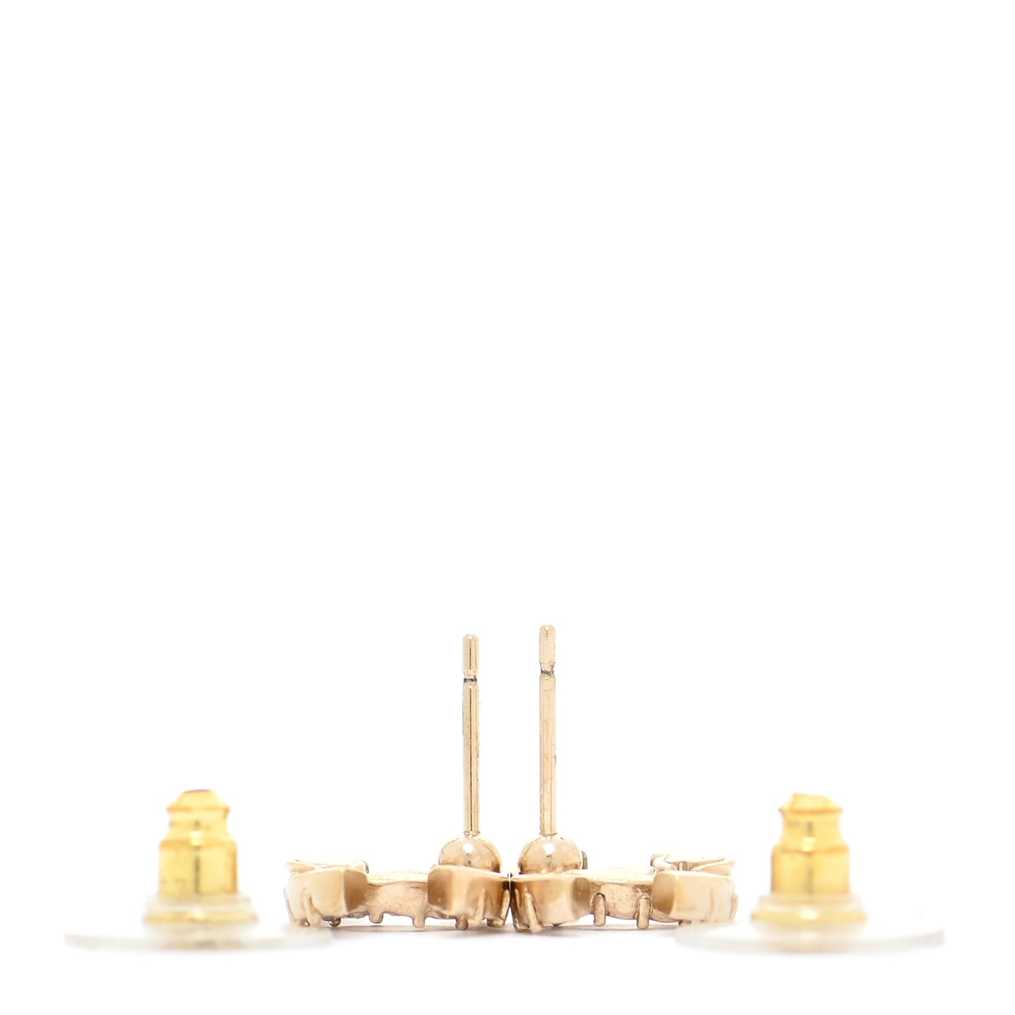 Crystal Studded CC Earrings Gold