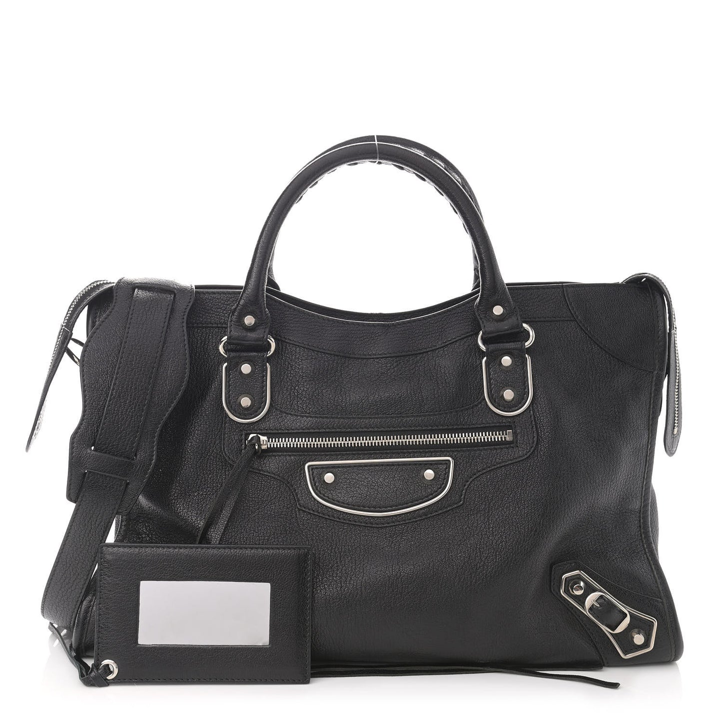 Chevre Silver Metallic Edge Hardware City Black