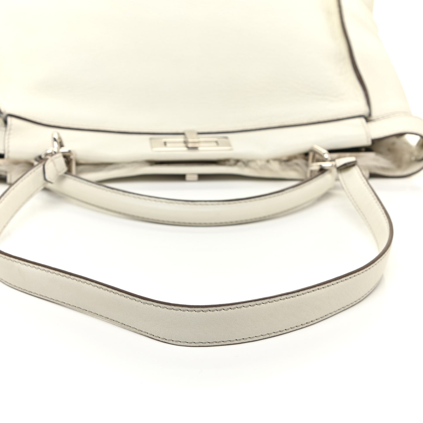 Calfskin Fur Monster Eyes Large Peekaboo Iconic Satchel White