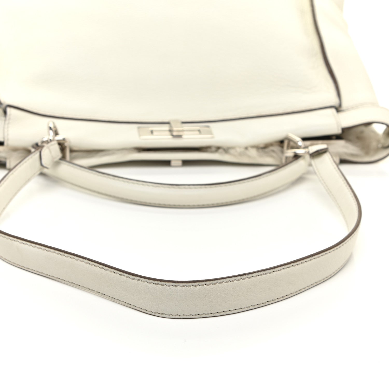 Fendi Calfskin Fur Monster Eyes Large Peekaboo Iconic Satchel White 27 of 27
