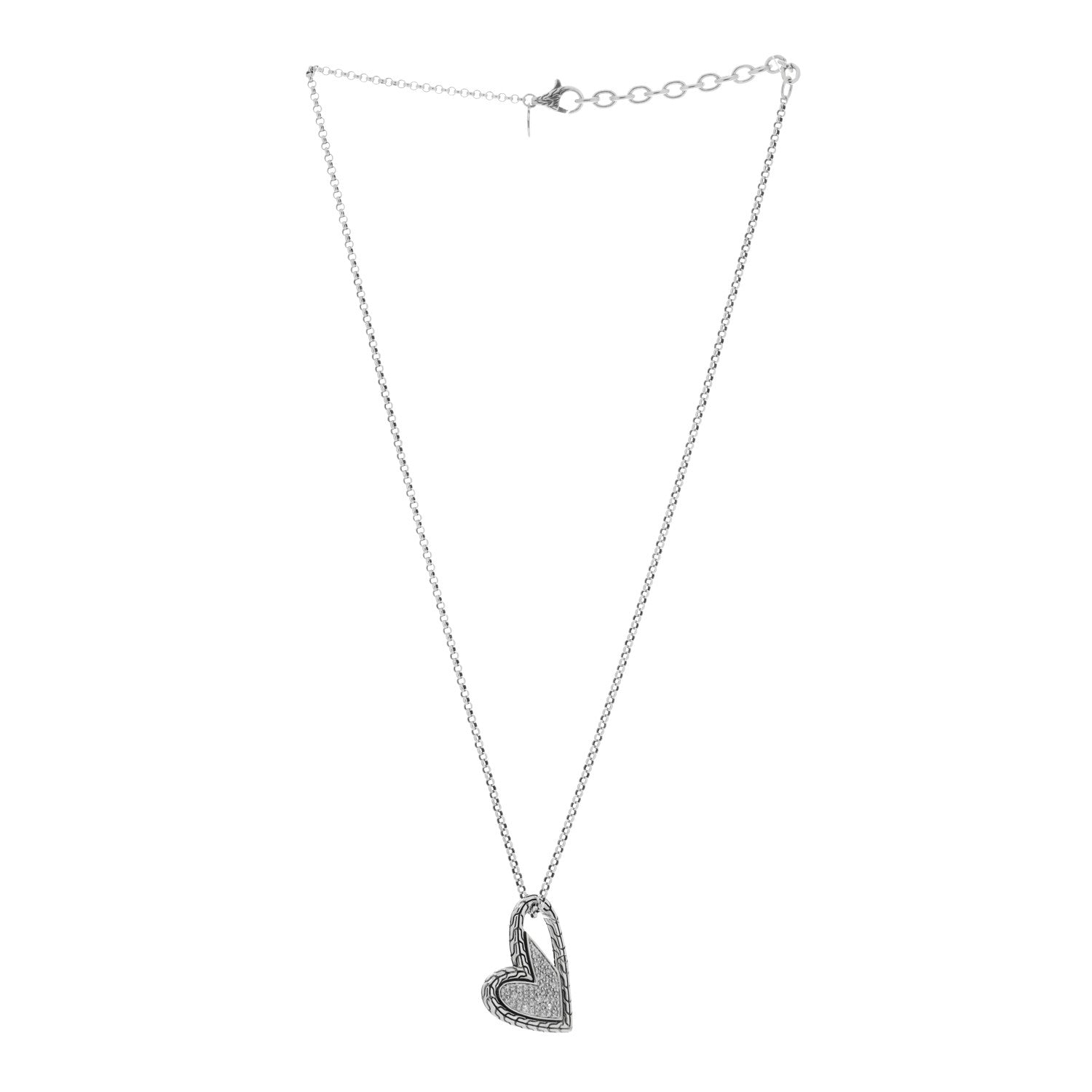 John Hardy Sterling Silver Diamond Manah Heart Pendant Necklace 3 of 4