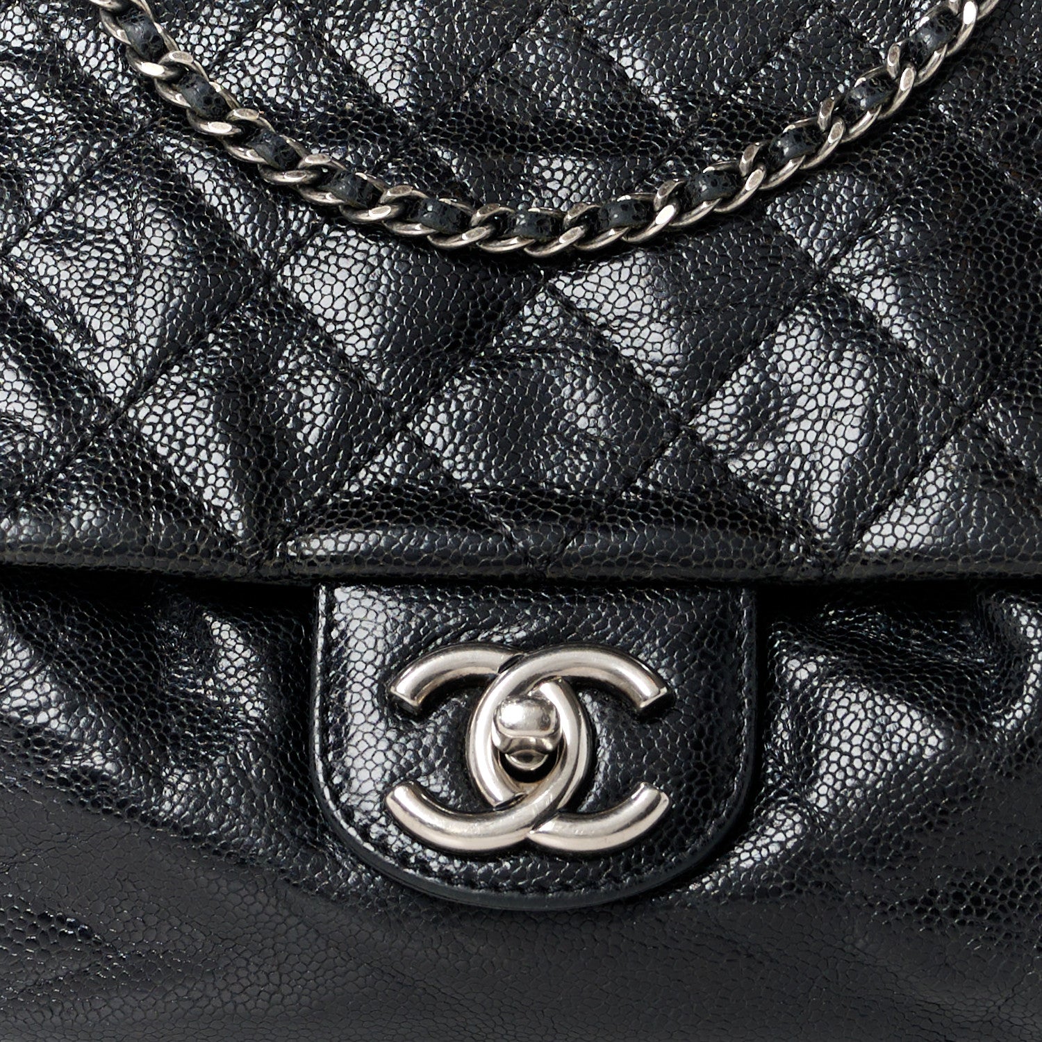 Chanel Caviar Quilted Medium Elastic Flap Black 9 of 12