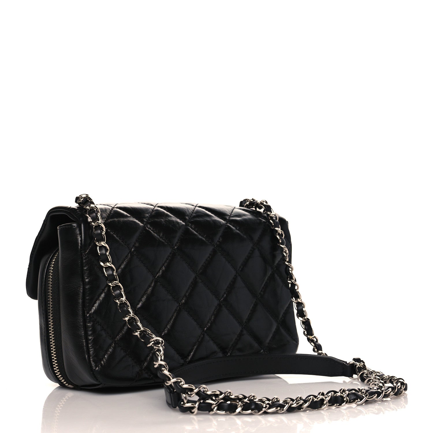 Chanel Aged Calfskin Quilted Express Zip Around Flap Black 3 of 11