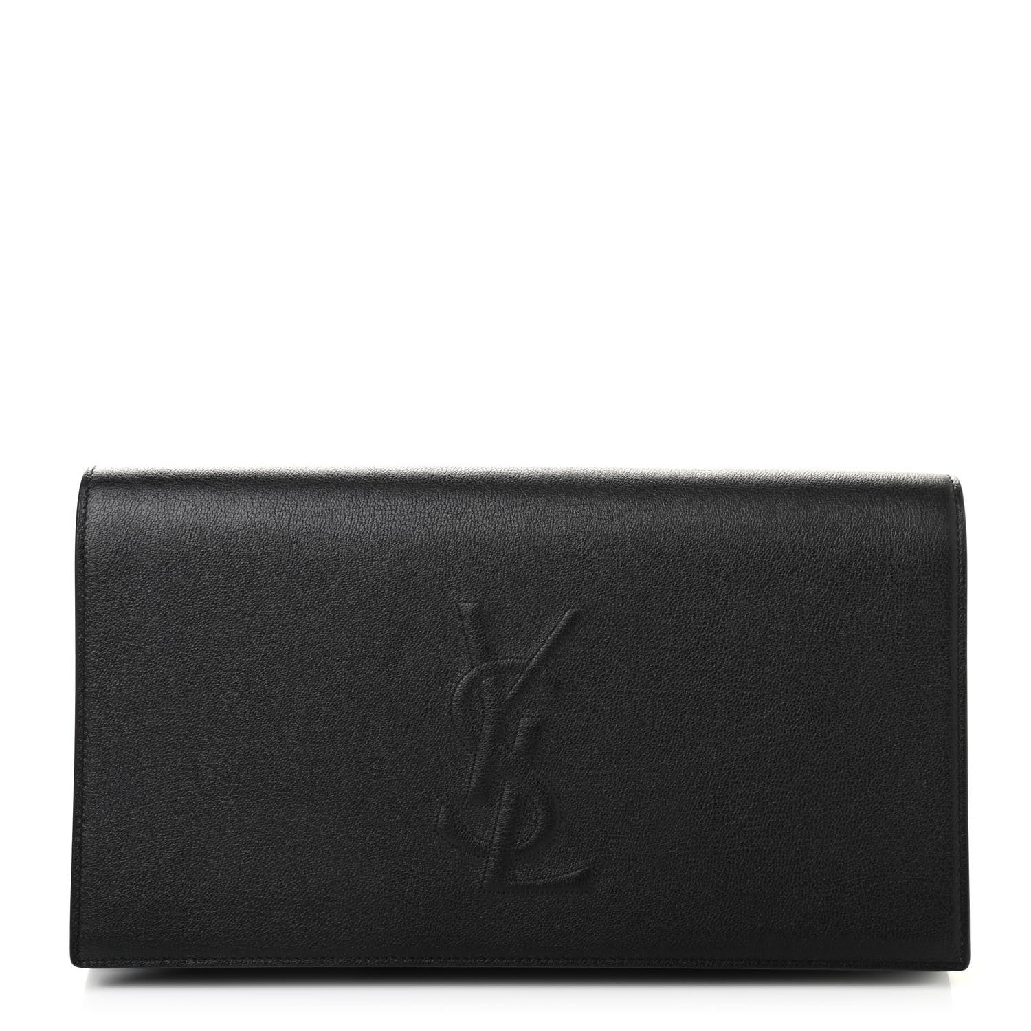 Saint Laurent Calfskin Monogram Large Belle De Jour Clutch Gray 1 of 7