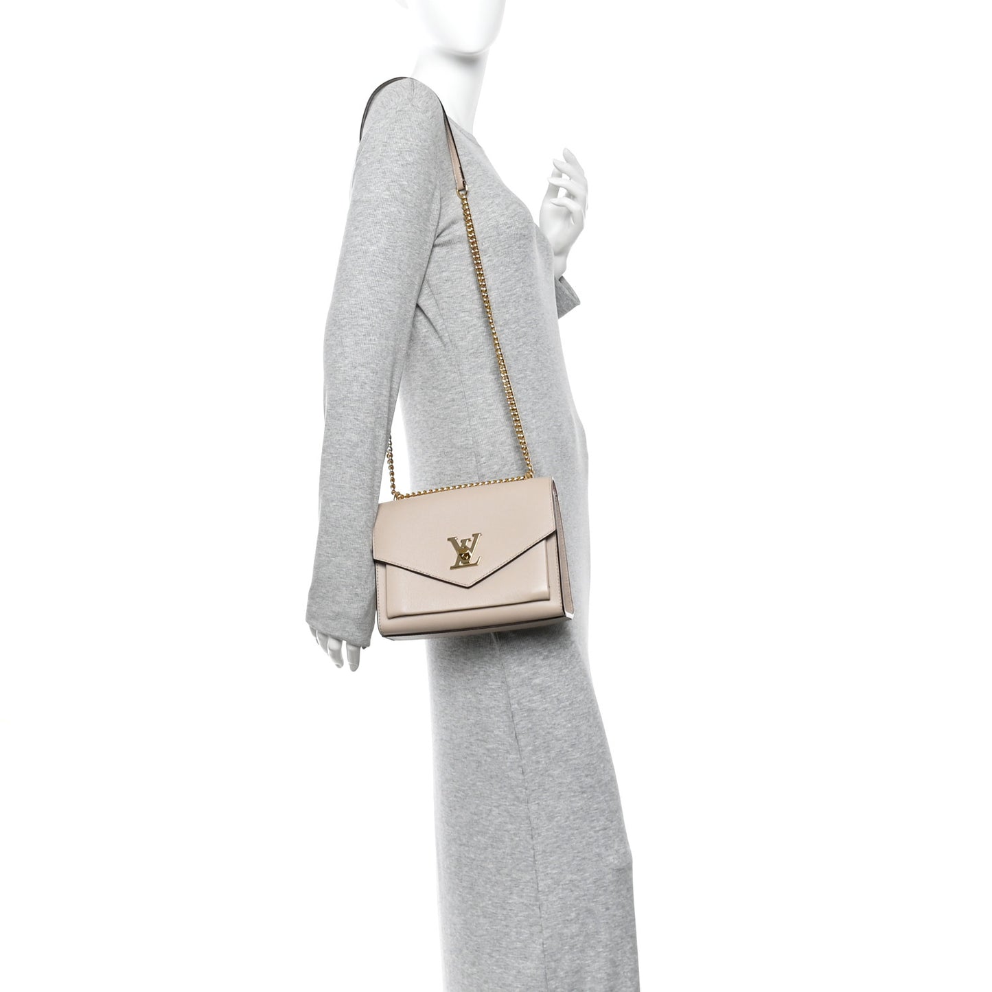 Soft Calfskin Mylockme Chain Bag BB Greige