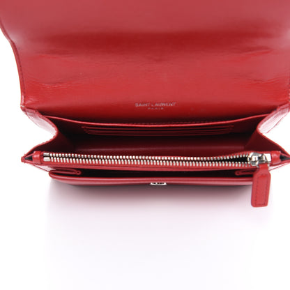 Saint Laurent Calfskin Monogram Sunset Chain Wallet Red 5 of 11