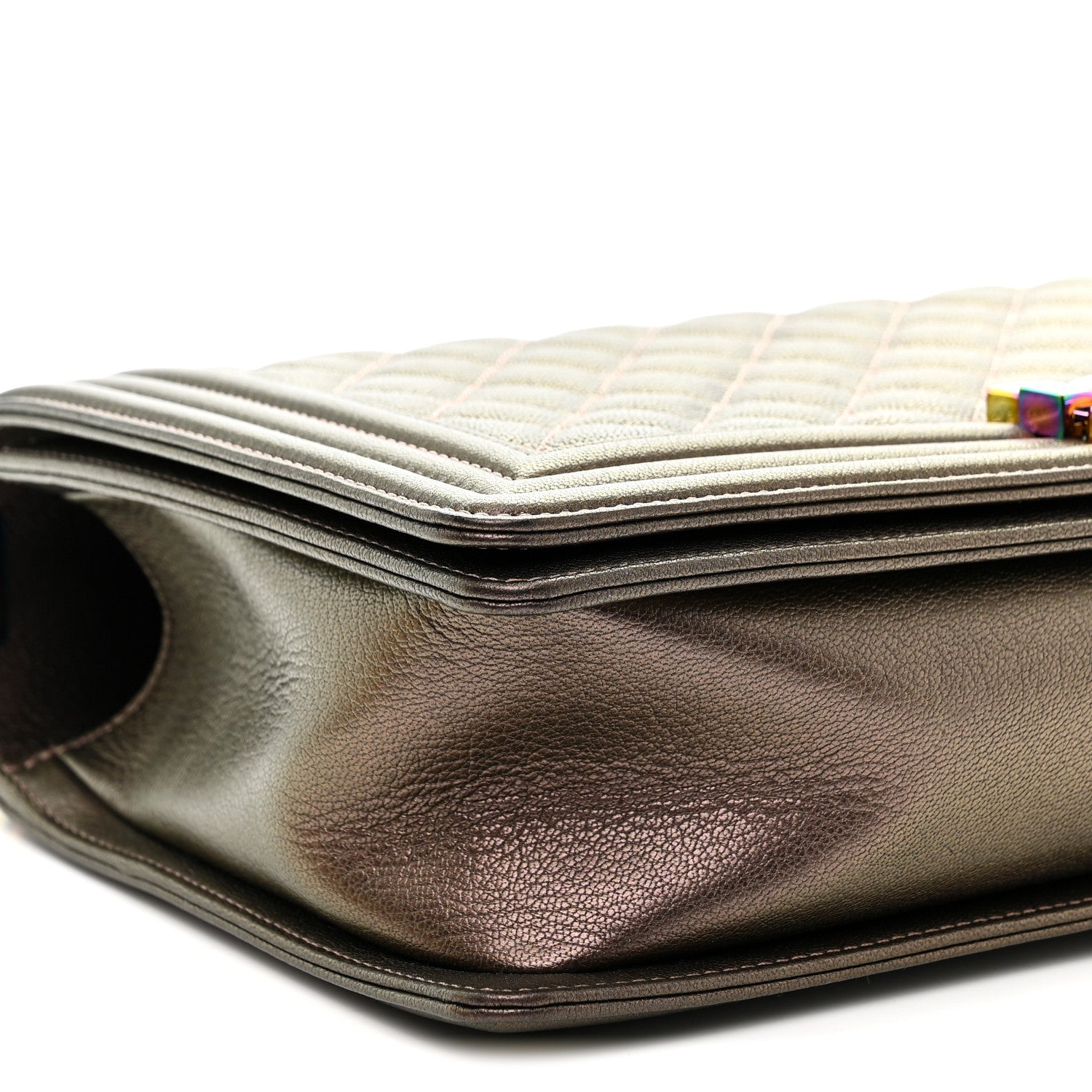 Chanel Iridescent Goatskin Quilted New Medium Boy Flap Bronze 9 of 12