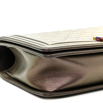 Chanel Iridescent Goatskin Quilted New Medium Boy Flap Bronze 9 of 12