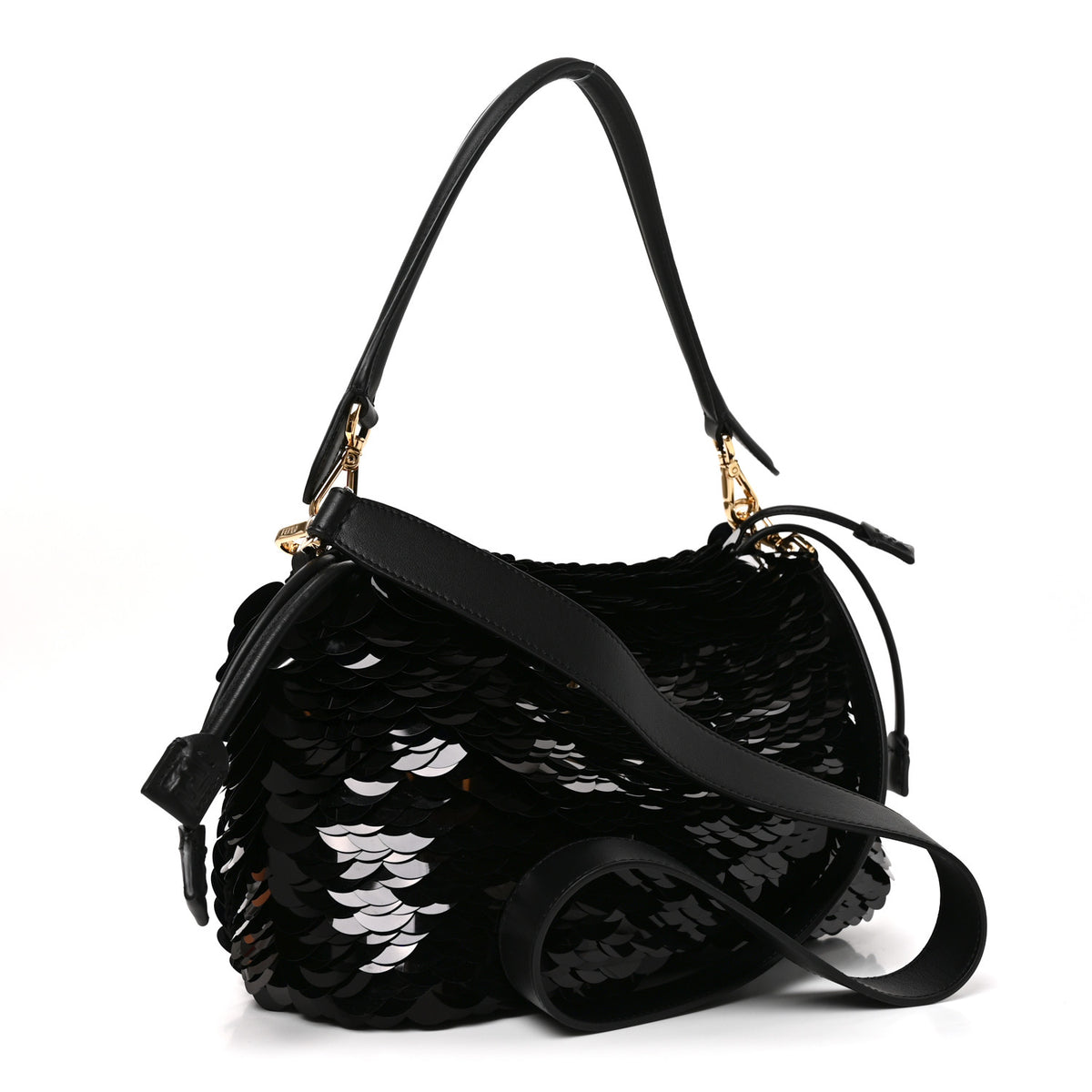 Fendi Sequins Crochet Nappa Medium Mamma Baguette Black 3 of 10