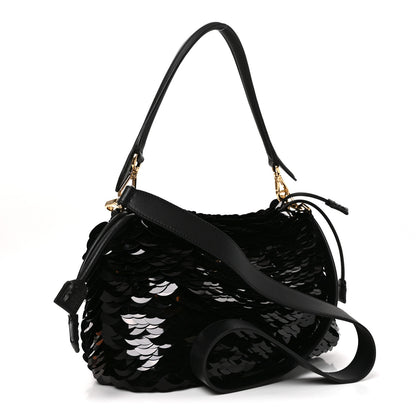 Fendi Sequins Crochet Nappa Medium Mamma Baguette Black 3 of 10
