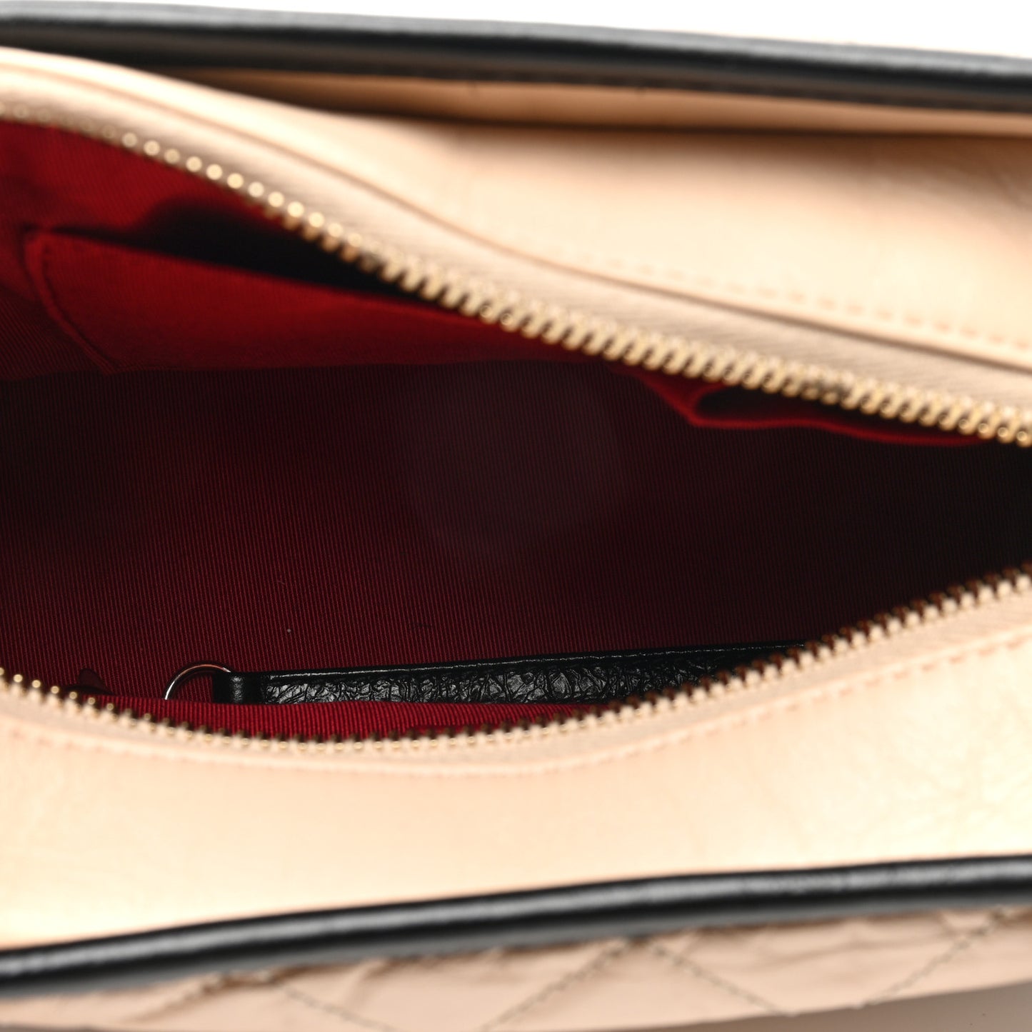 Aged Calfskin Quilted Small Gabrielle Hobo Beige Black