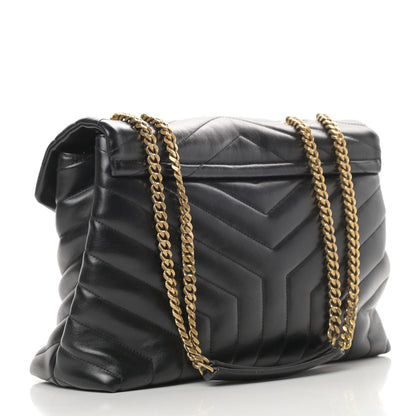 Saint Laurent Calfskin Y Quilted Monogram Medium Loulou Chain Satchel Black 3 of 16
