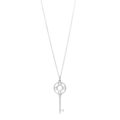 Tiffany 18K White Gold Diamond Atlas Key Pendant Necklace 1 of 5