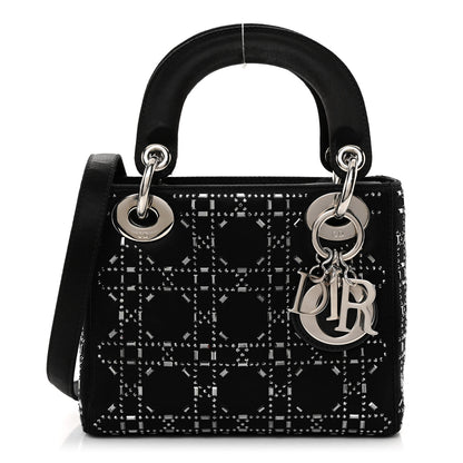 Christian Dior Satin Crystal Cannage Mini Lady Dior Black 1 of 10