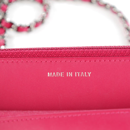Chanel Patent Quilted Brilliant Wallet On Chain WOC Dark Pink 6 of 8