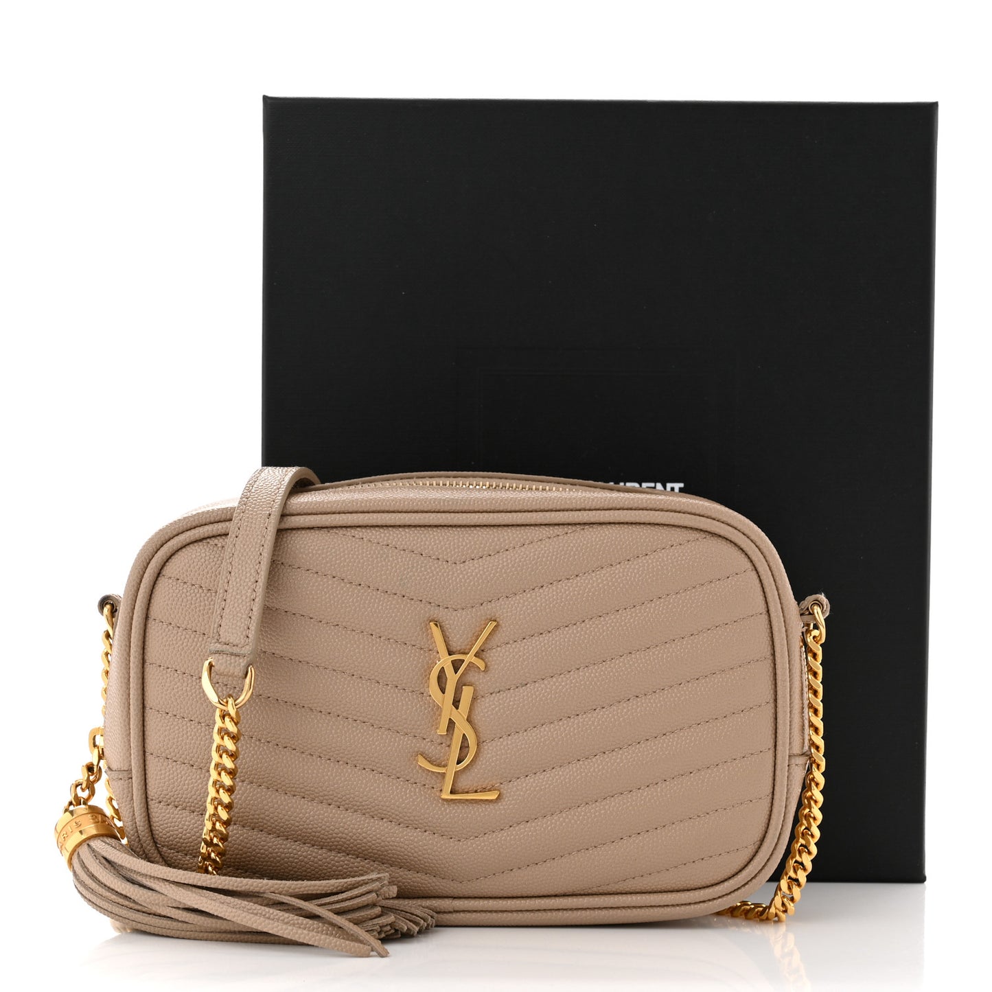 Grain De Poudre Matelasse Monogram Mini Lou Camera Bag Dark Beige