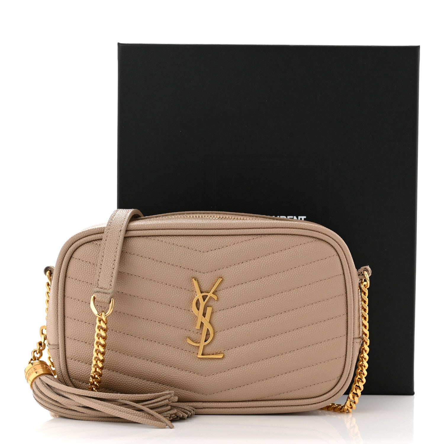 Saint Laurent Grain De Poudre Matelasse Monogram Mini Lou Camera Bag Dark Beige 11 of 11