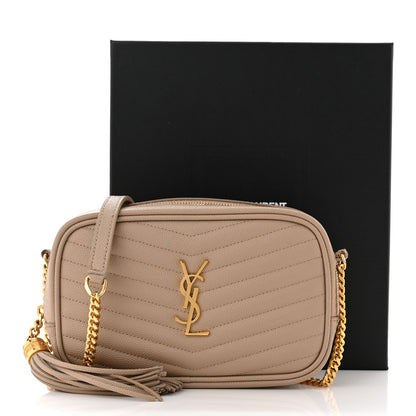Saint Laurent Grain De Poudre Matelasse Monogram Mini Lou Camera Bag Dark Beige 11 of 11