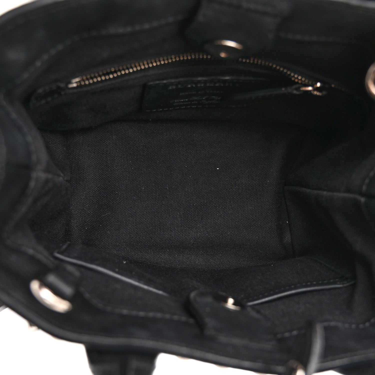 Burberry Pebbled Calfskin House Check Studded Baby Banner Tote Black 5 of 15