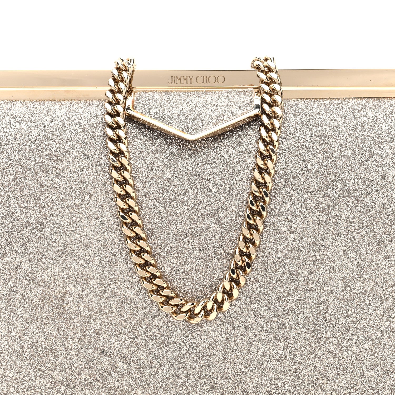 Jimmy Choo Dusty Glitter Ellipse Clutch Platinum Ice 7 of 9
