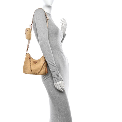 Prada Yarn Raffia Effect Crochet Re-Edition 2005 Shoulder Bag Naturale 2 of 11