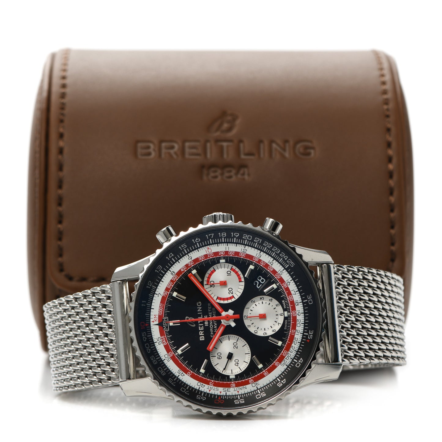 Stainless Steel 43mm Navitimer Swiss Air Chronograph Automatic Watch Black AB0121